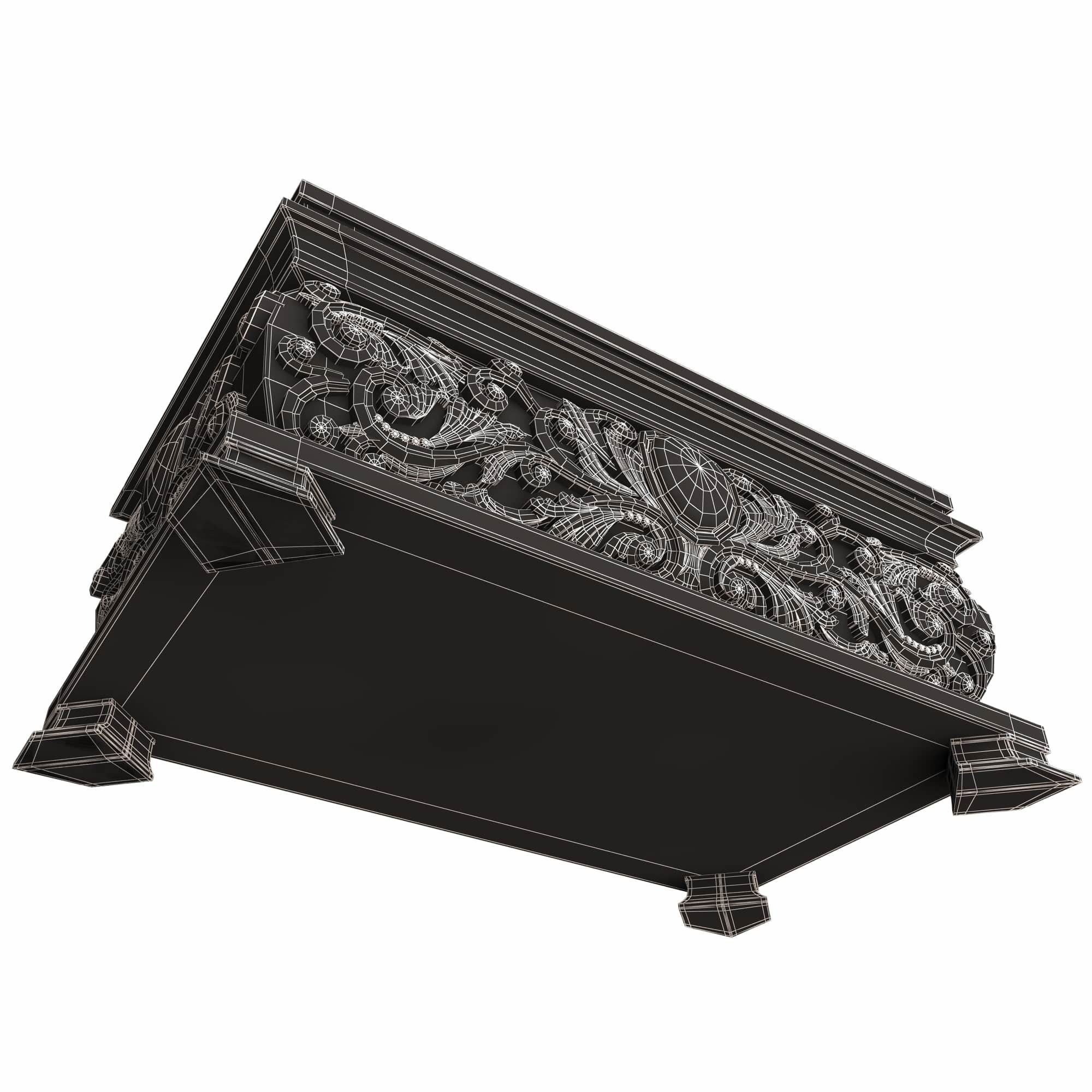 Casket Carved 09 White Low-poly 3D model_9