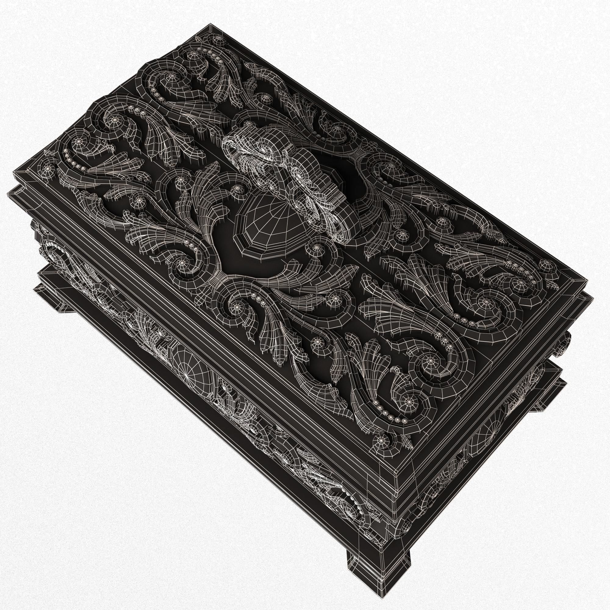 Casket Carved 09 White Low-poly 3D model_10