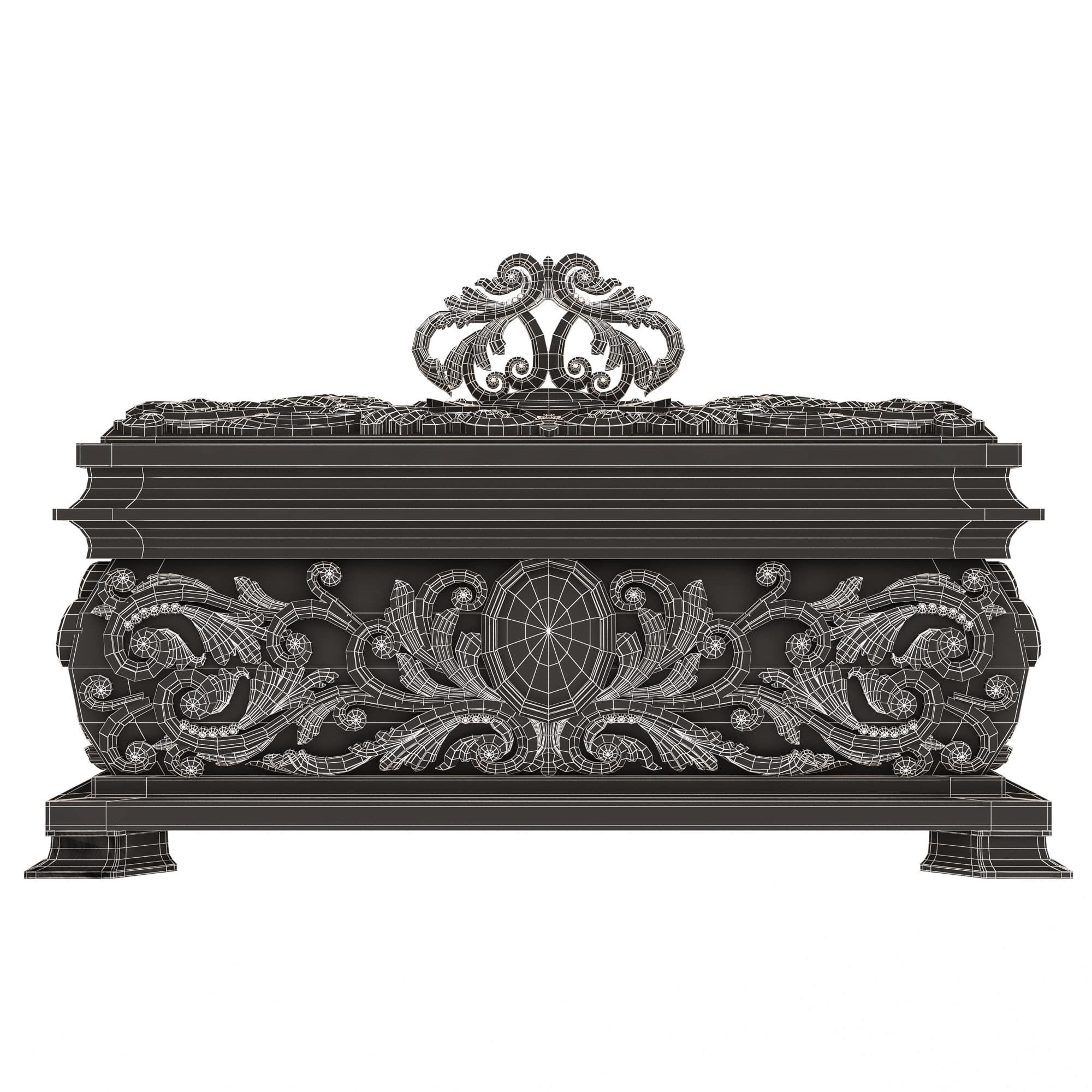 Casket Carved 09 White Low-poly 3D model_6