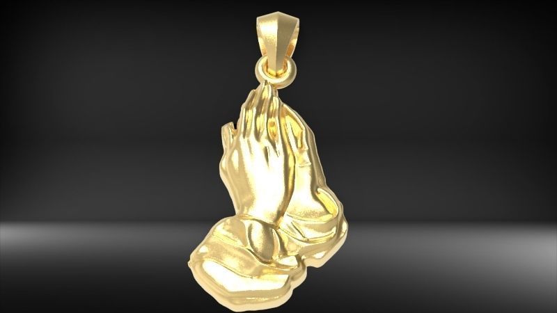  Praying Hands Charm Pendant Necklace Jewelry  3D print model_8