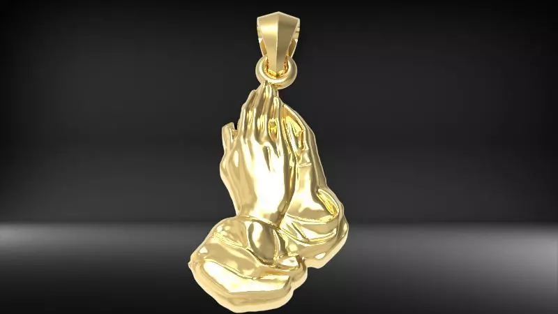  Praying Hands Charm Pendant Necklace Jewelry  3D print model_0