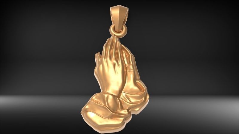  Praying Hands Charm Pendant Necklace Jewelry  3D print model_9