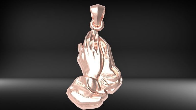  Praying Hands Charm Pendant Necklace Jewelry  3D print model_7