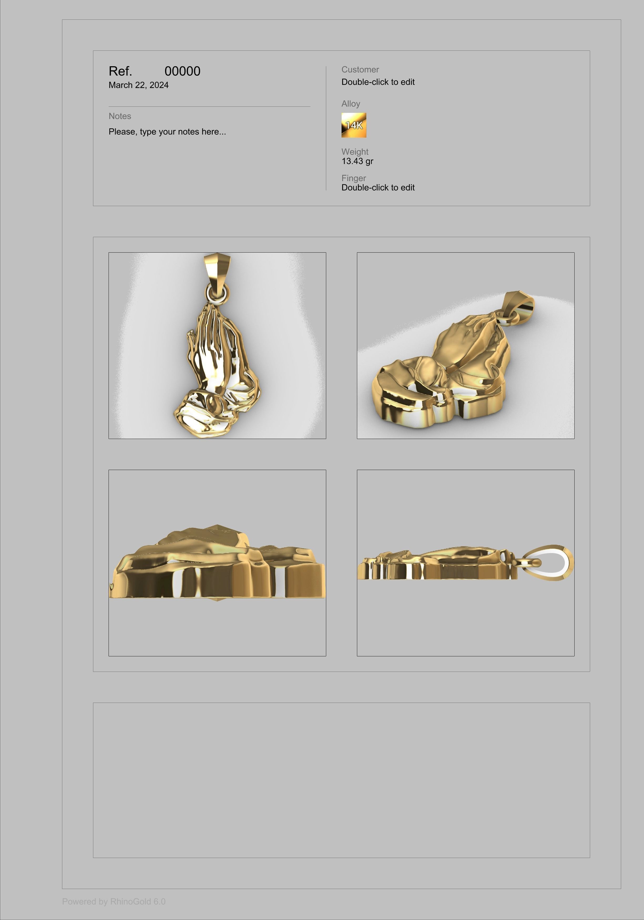  Praying Hands Charm Pendant Necklace Jewelry  3D print model_14