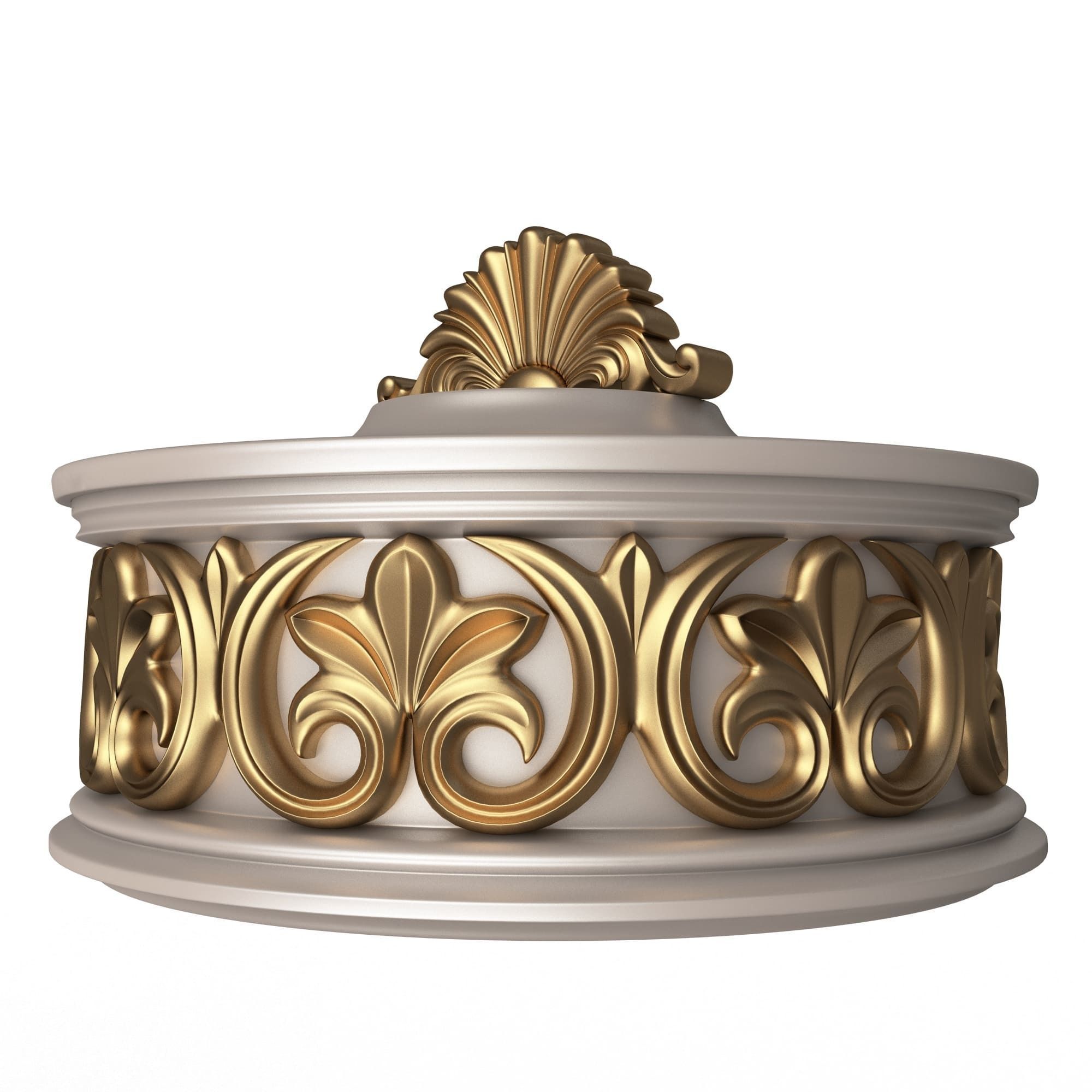 Casket Carved 010 White Low-poly 3D model_1