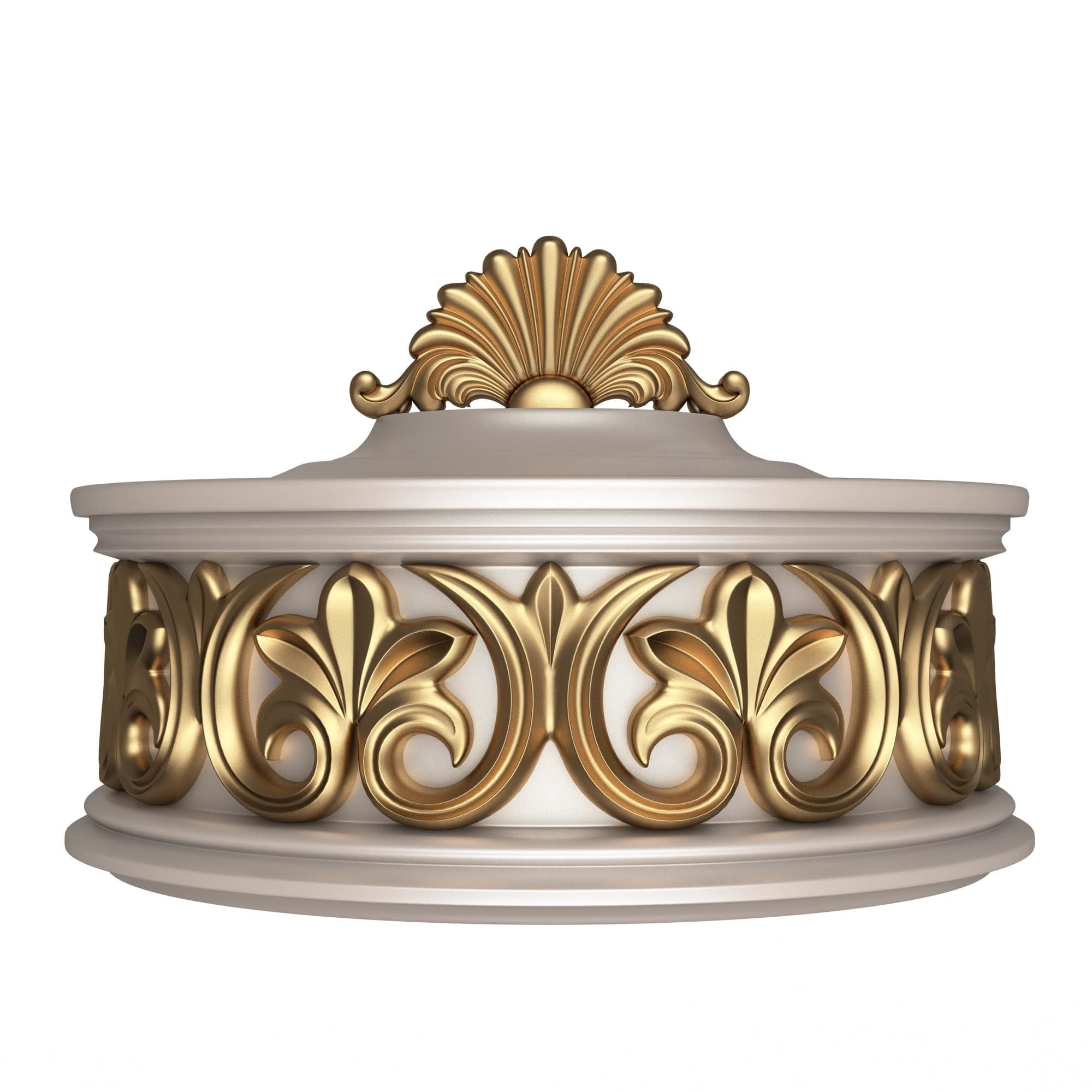 Casket Carved 010 White Low-poly 3D model_5