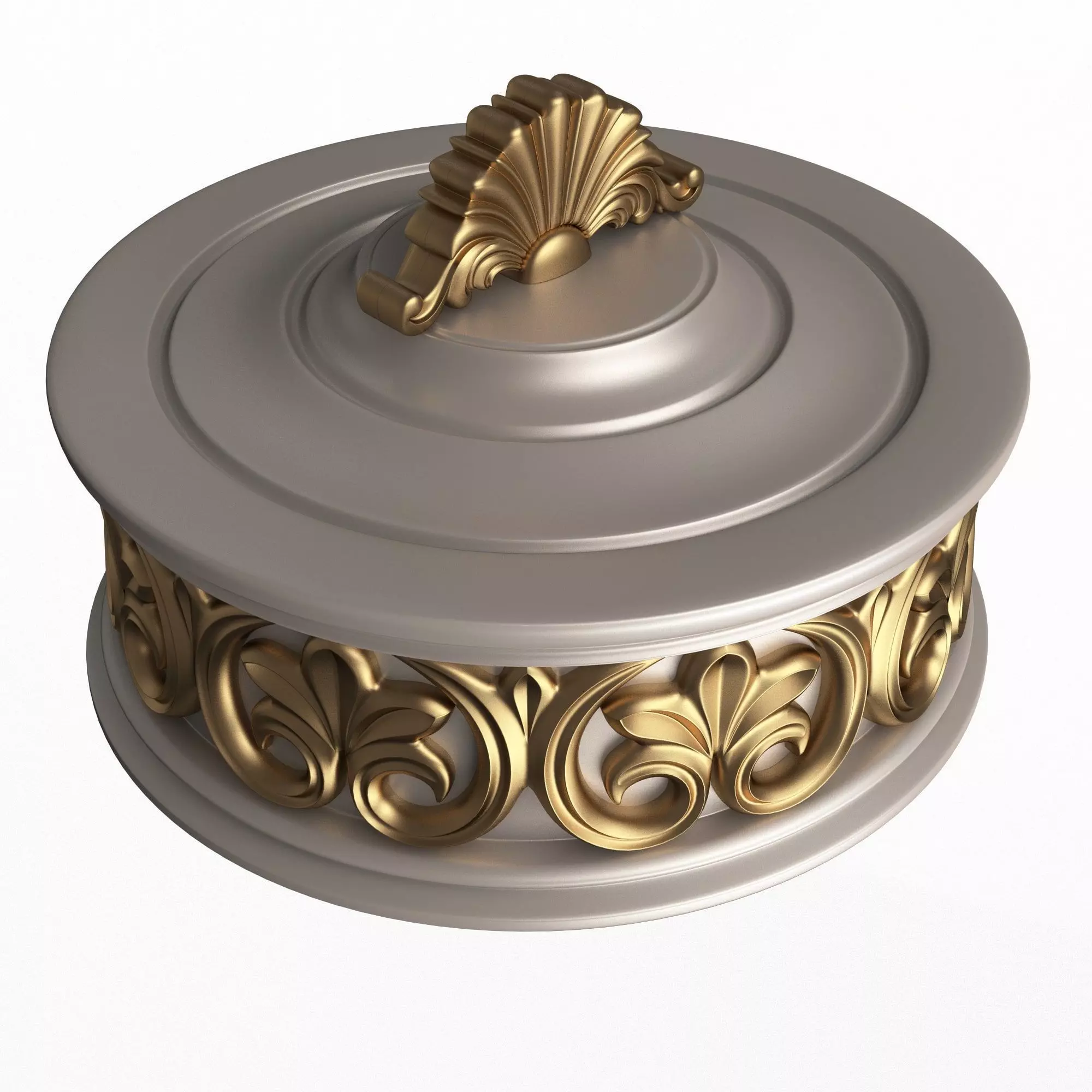 Casket Carved 010 White Low-poly 3D model_0