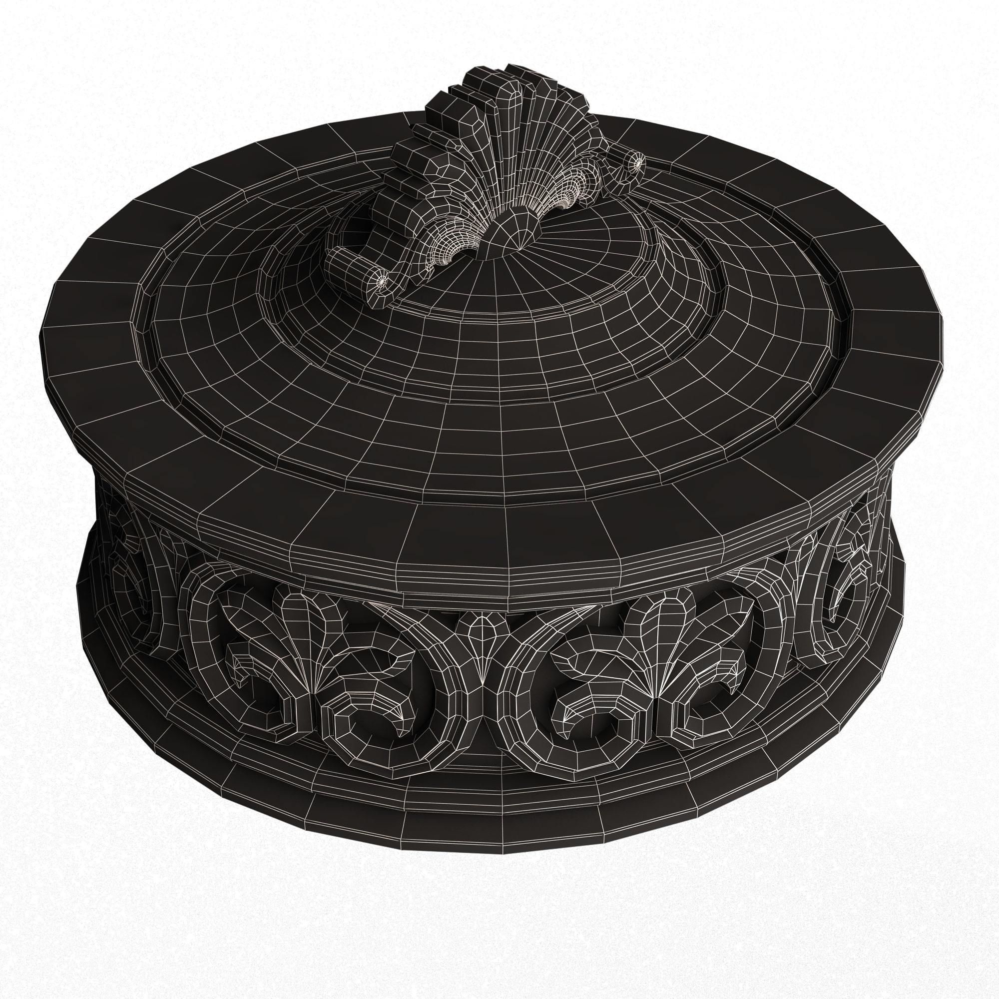 Casket Carved 010 White Low-poly 3D model_7