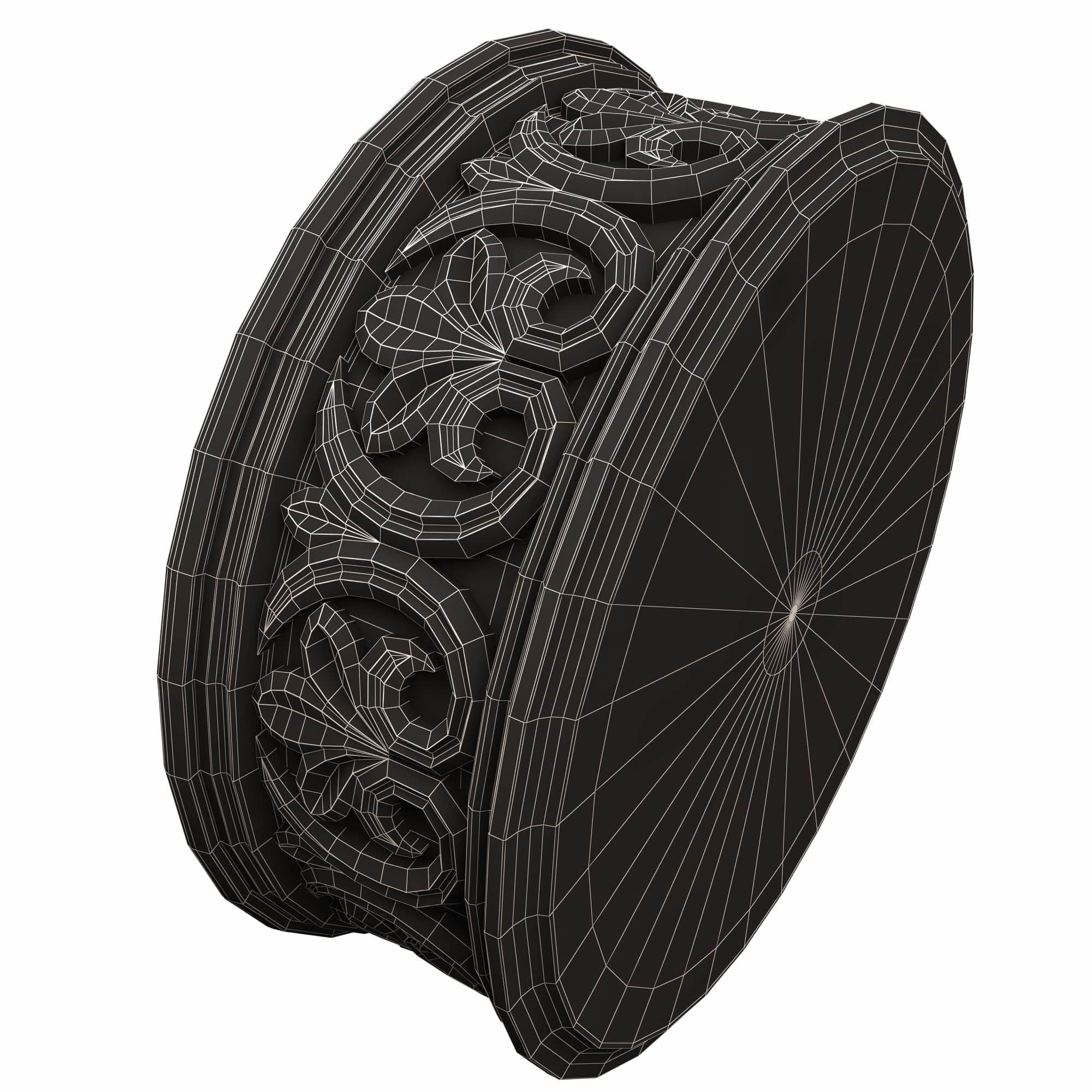 Casket Carved 010 White Low-poly 3D model_11