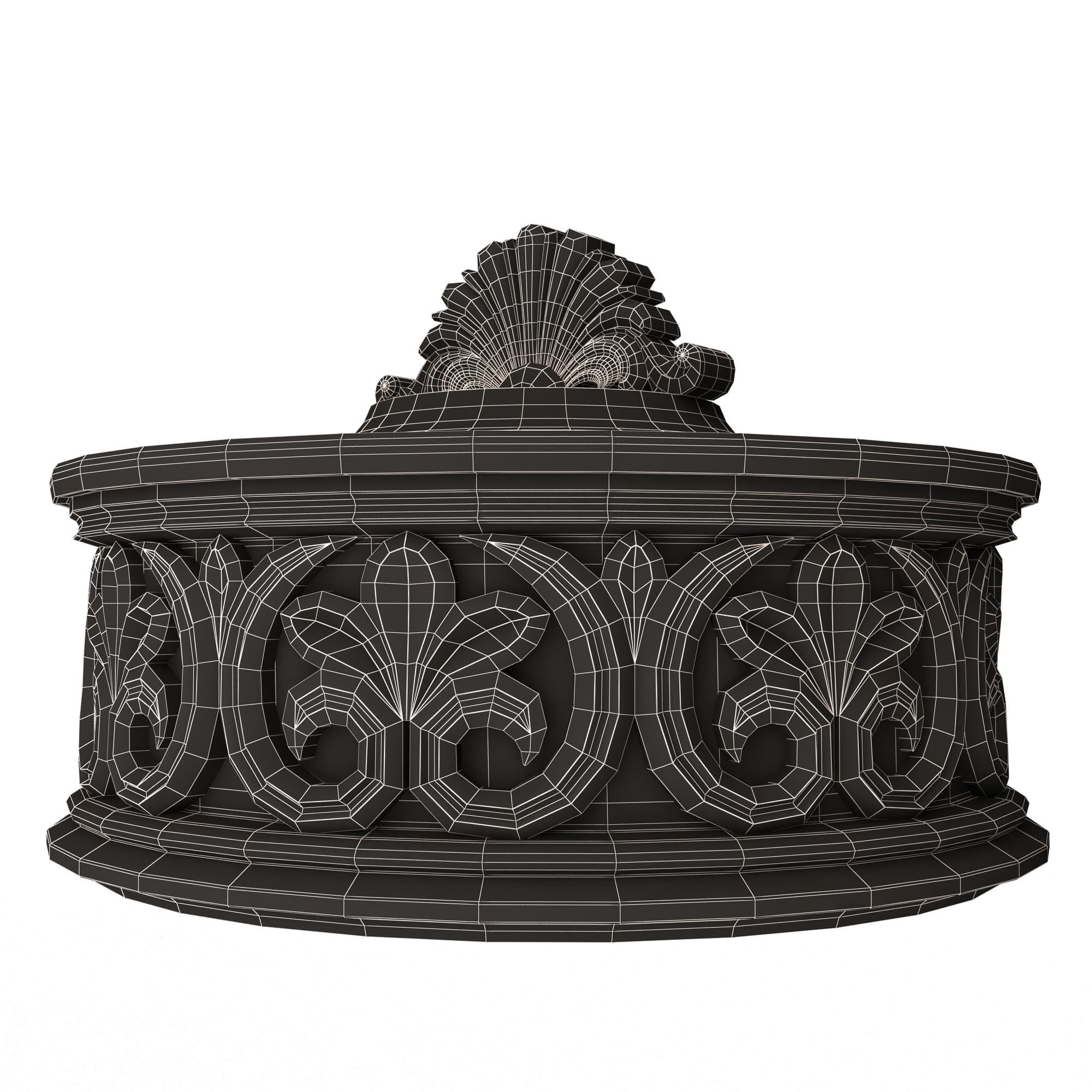 Casket Carved 010 White Low-poly 3D model_8