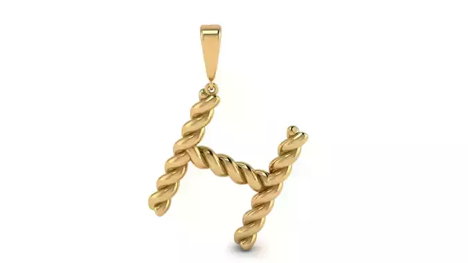 Twisted Cable Letter Pendant 20 mm Letter H