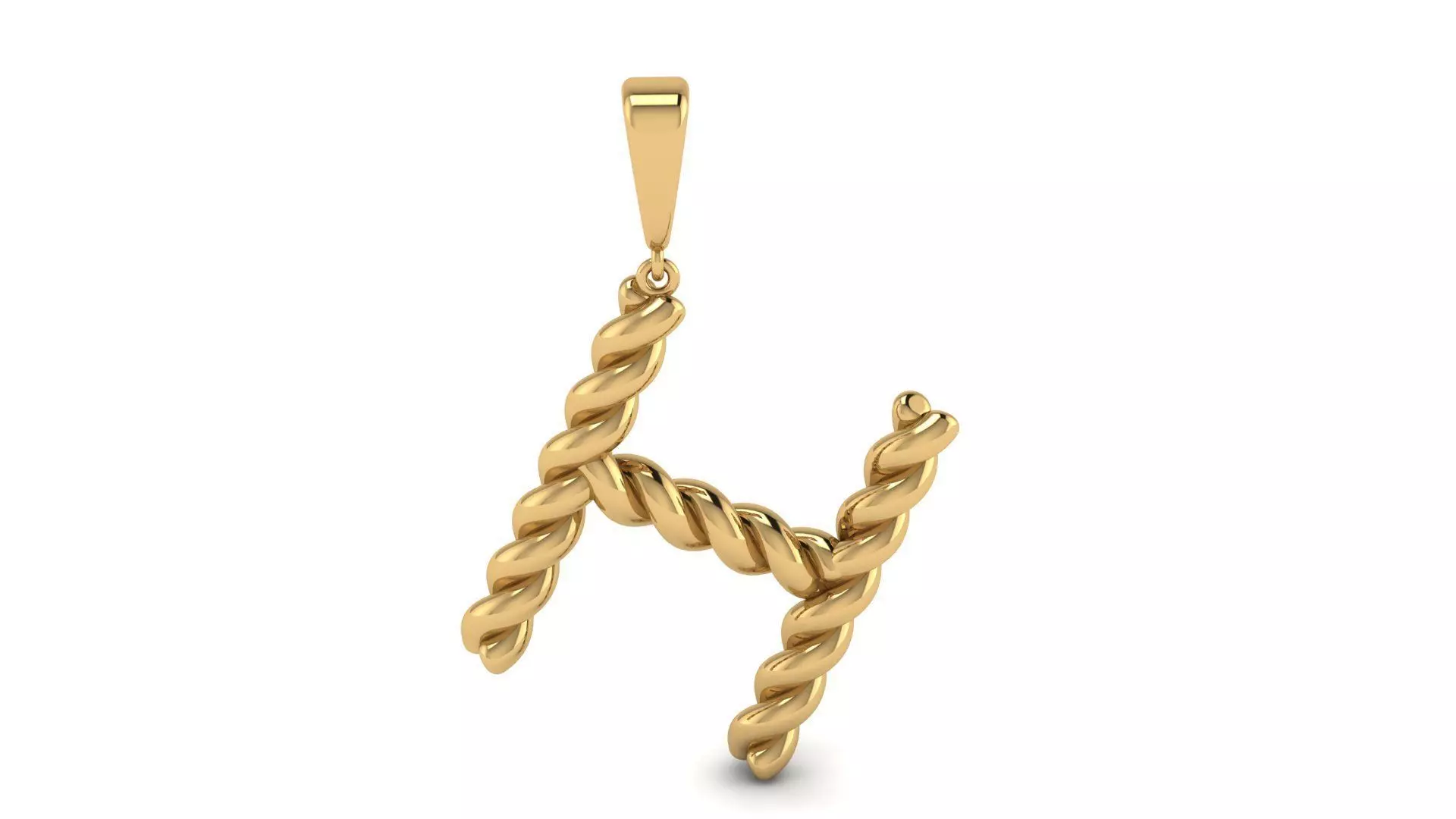 Twisted Cable Letter Pendant 20 mm Letter H 3D print model