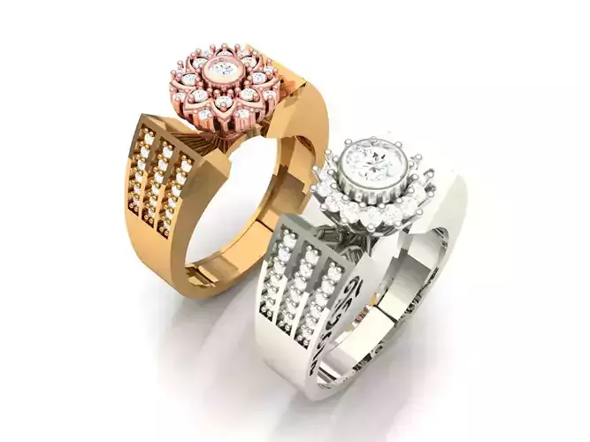 Womens Two piece solitaire ring 3D print model