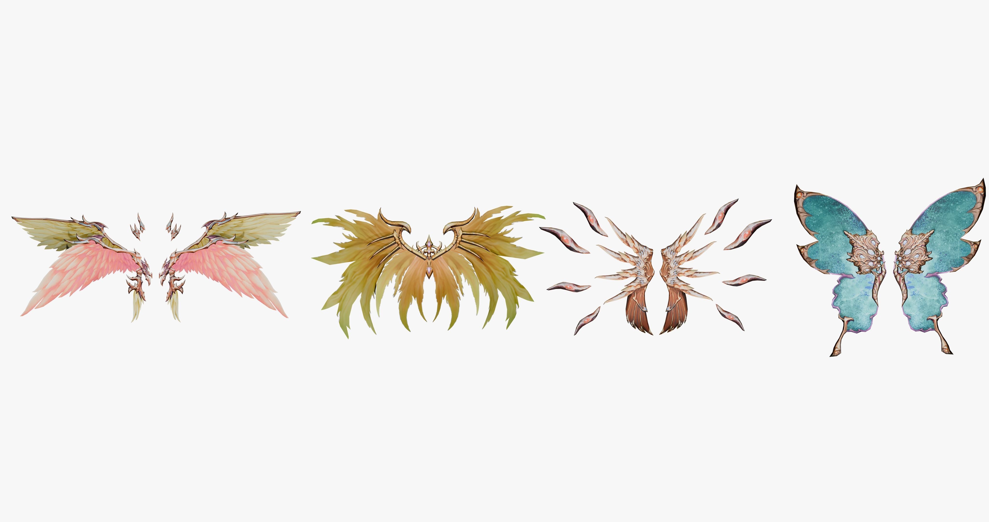 20 RIGGED WING MODEL - LOW POLY Low-poly 3D model_7