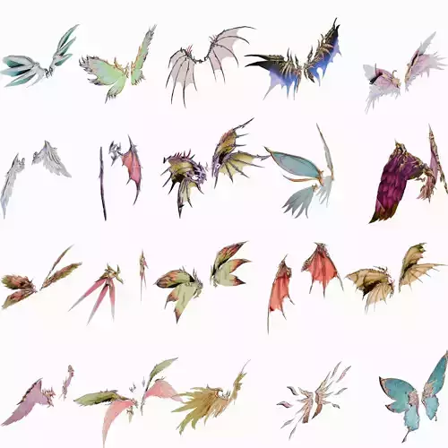 20 RIGGED WING MODEL - LOW POLY Low-poly 3D model