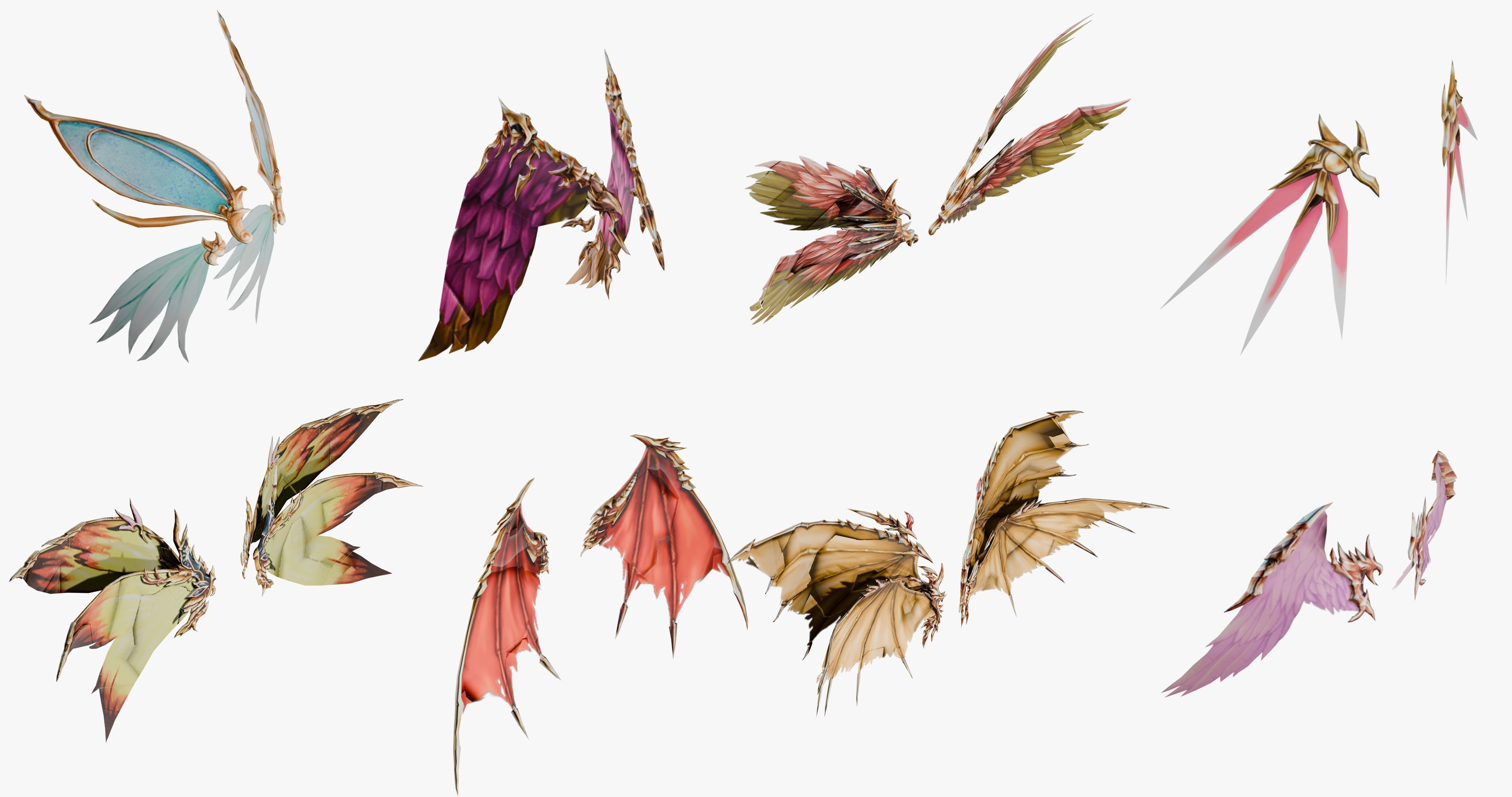 20 RIGGED WING MODEL - LOW POLY Low-poly 3D model_4