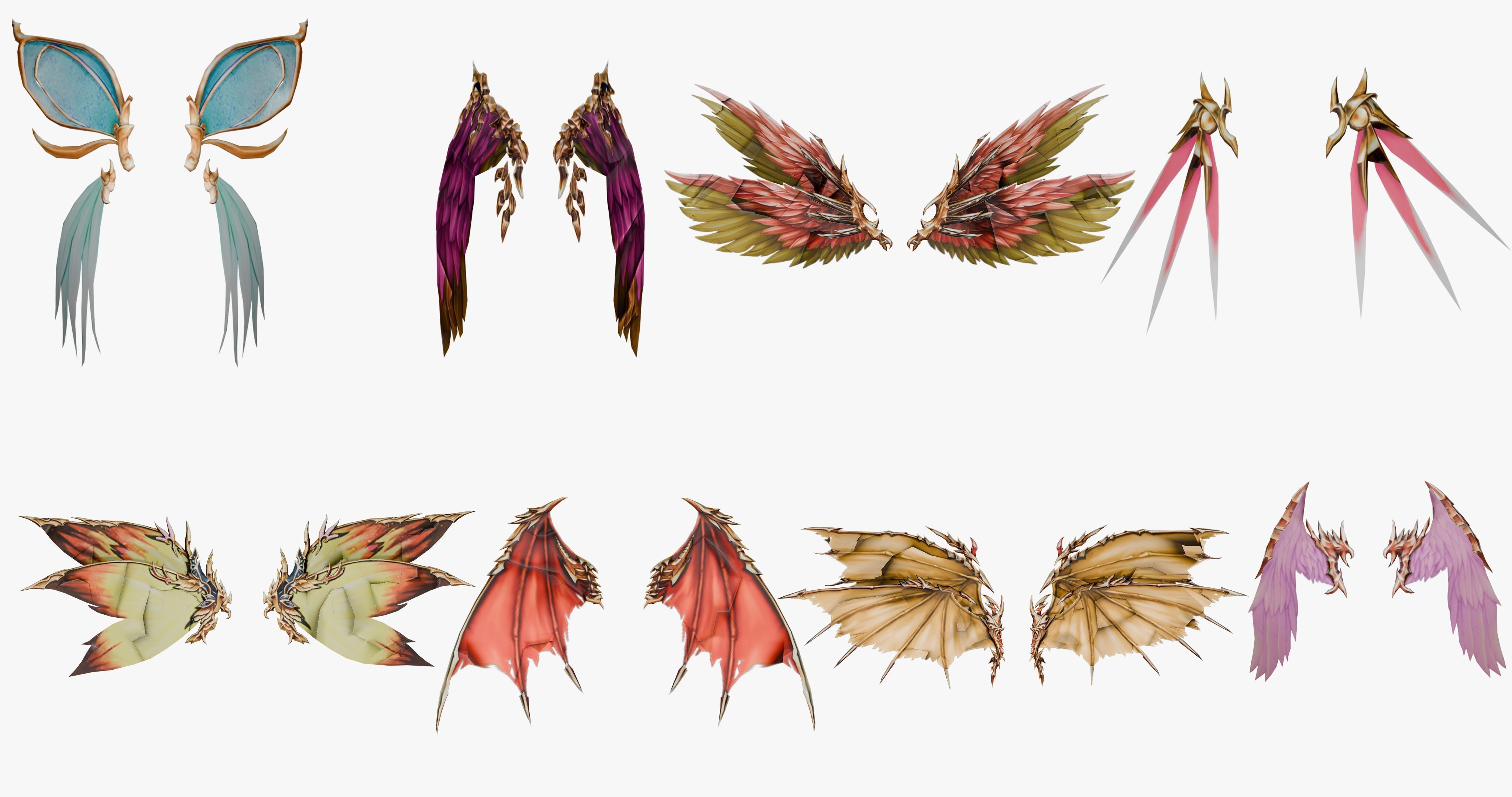 20 RIGGED WING MODEL - LOW POLY Low-poly 3D model_5