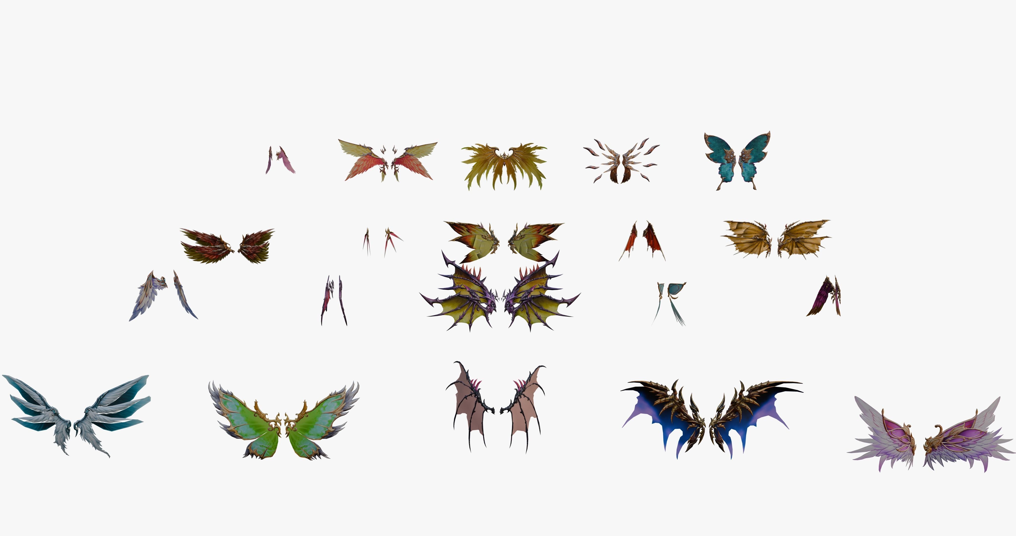 20 RIGGED WING MODEL - LOW POLY Low-poly 3D model_8