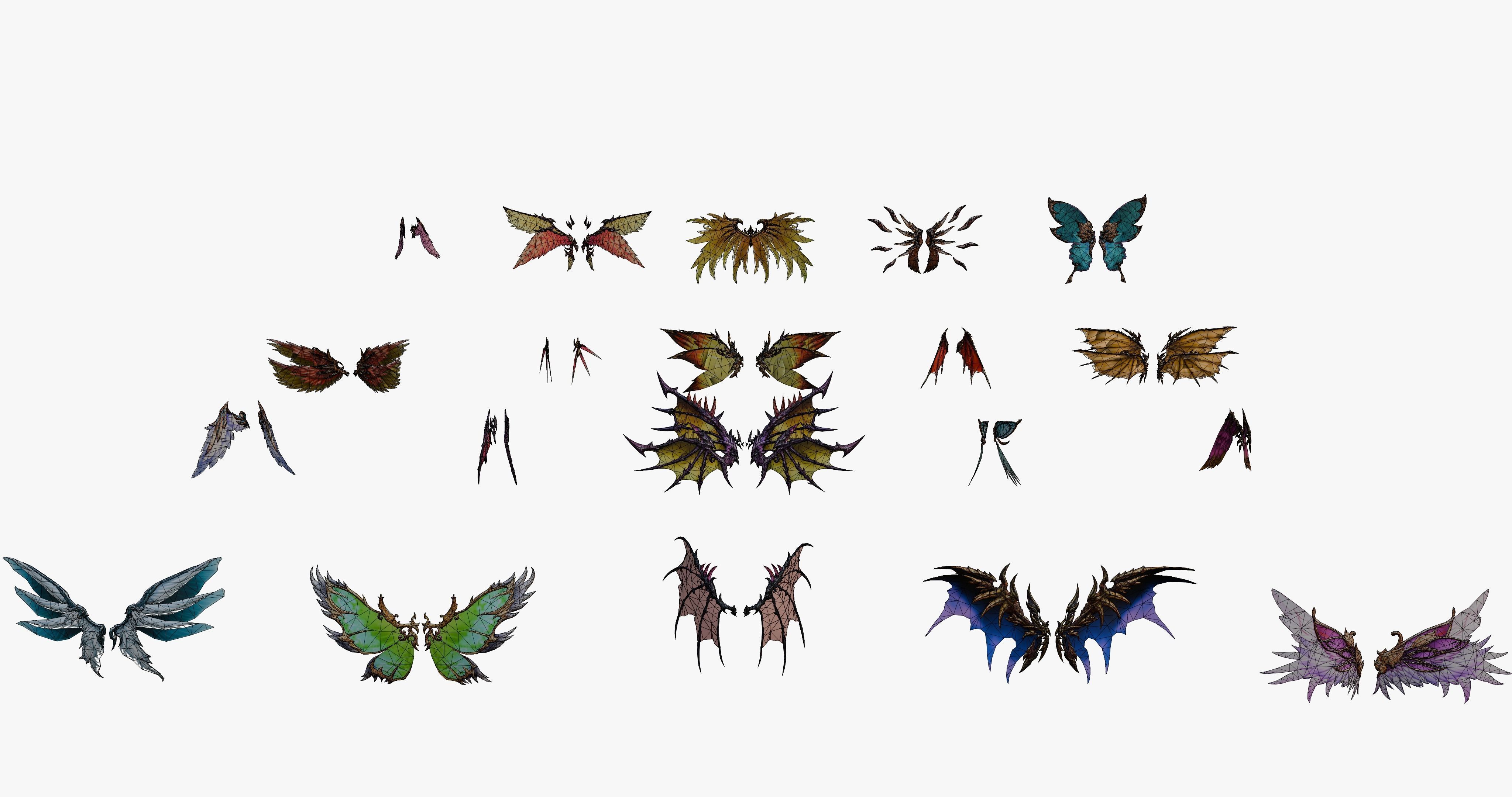 20 RIGGED WING MODEL - LOW POLY Low-poly 3D model_9