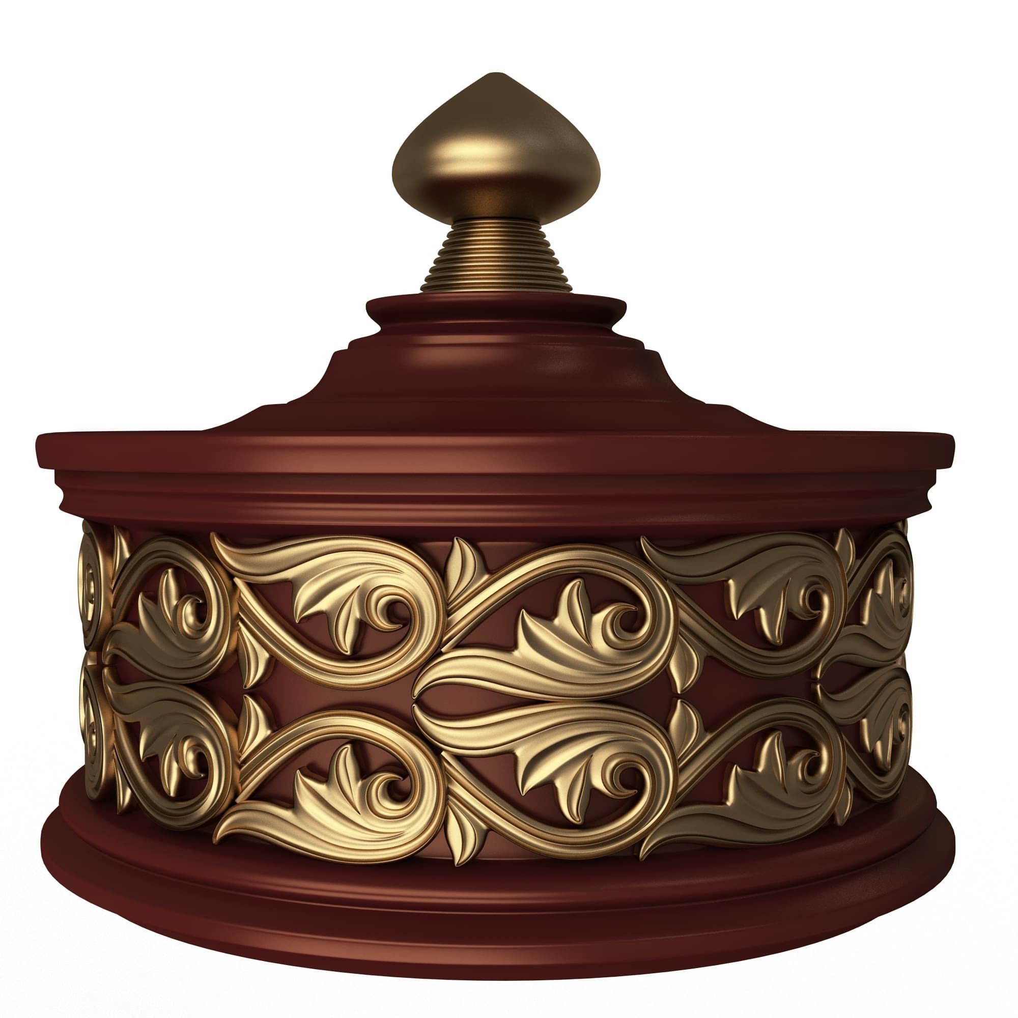 Casket Carved 011 Red Low-poly 3D model_1