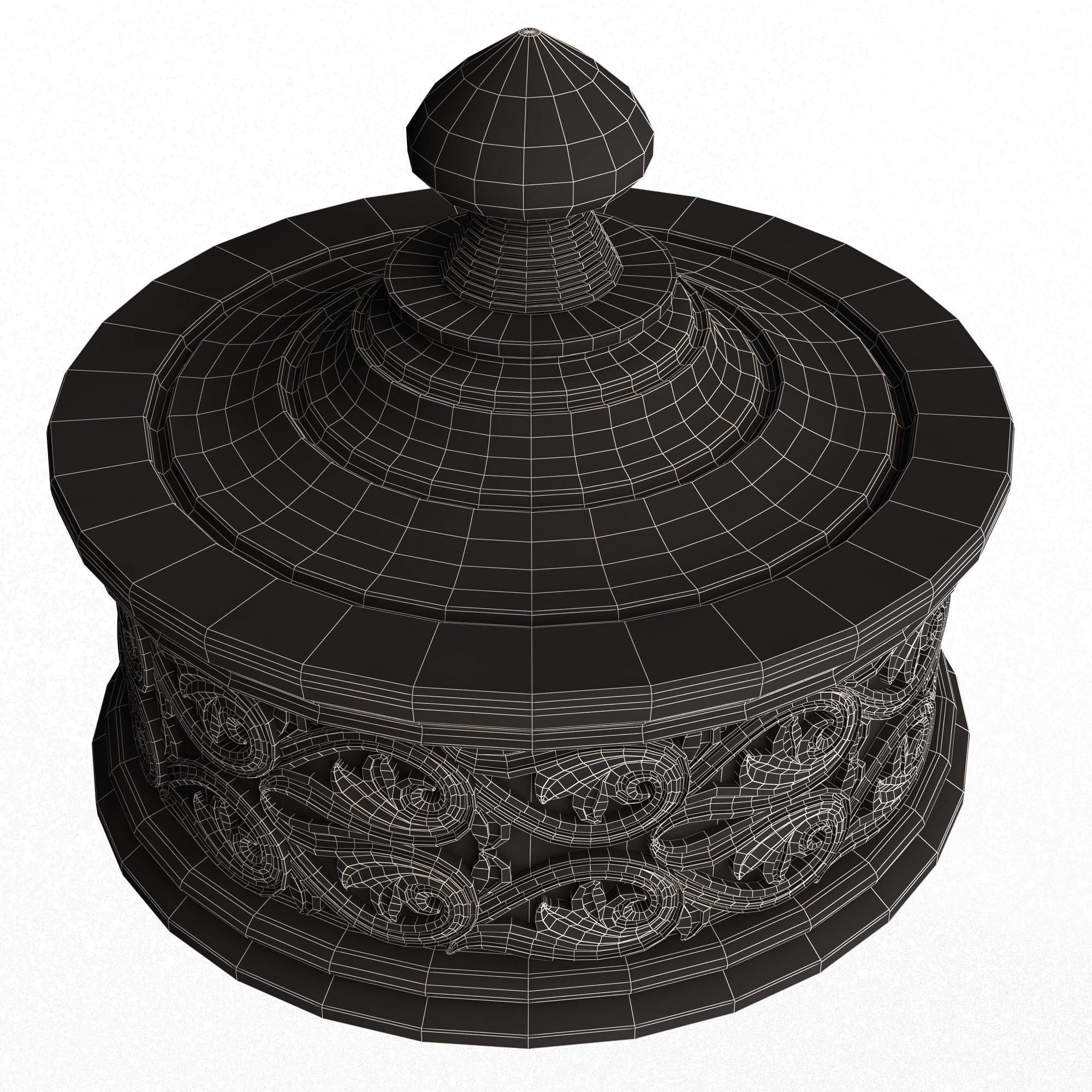 Casket Carved 011 Red Low-poly 3D model_7