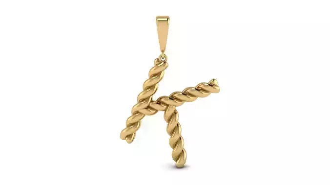 Twisted Cable Letter Pendant 20 mm Letter K