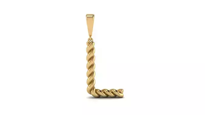 Twisted Cable Letter Pendant 20 mm Letter L