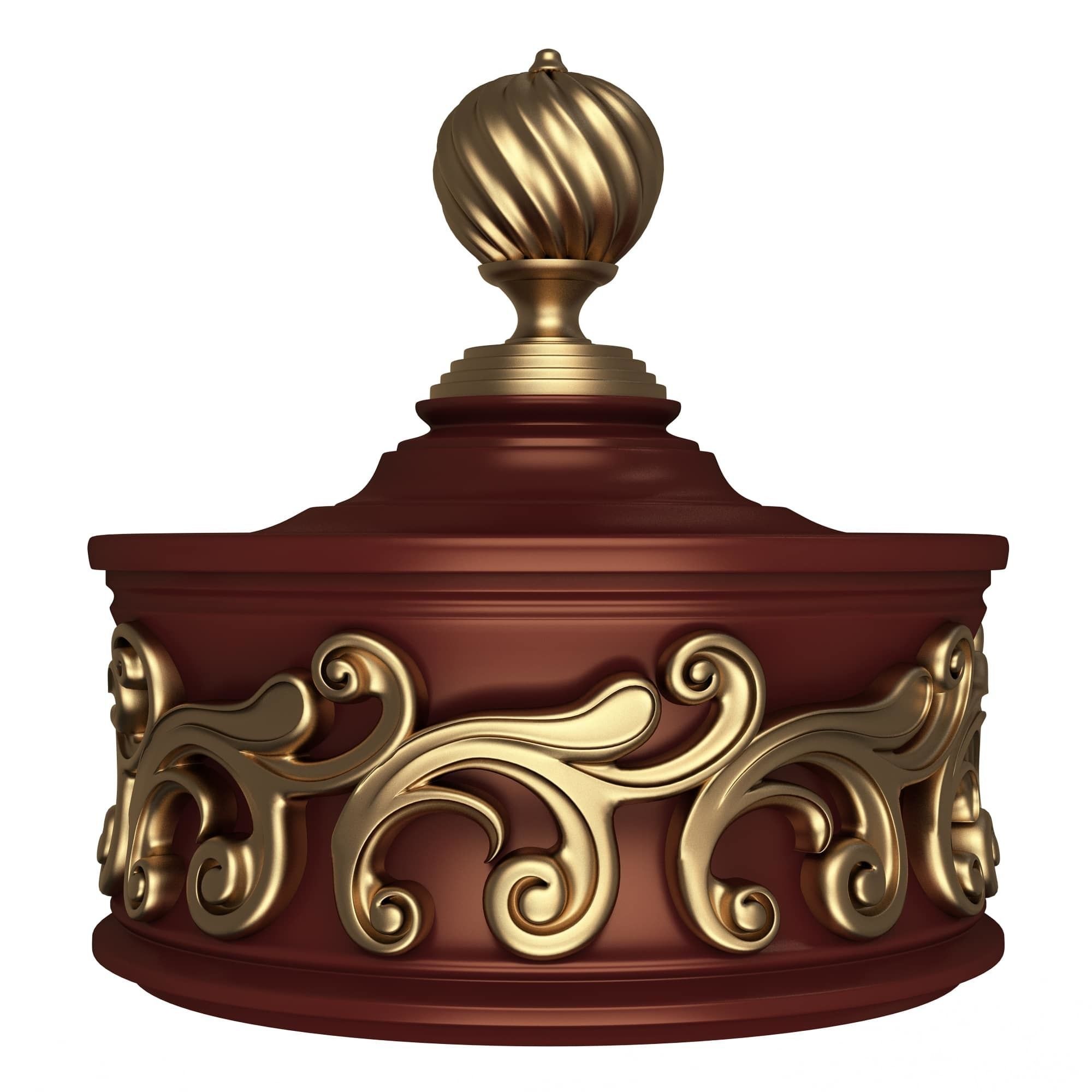 Casket Carved 012 Red Low-poly 3D model_5