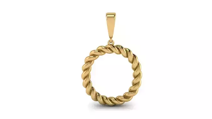 Twisted Cable Letter Pendant 20 mm Letter O