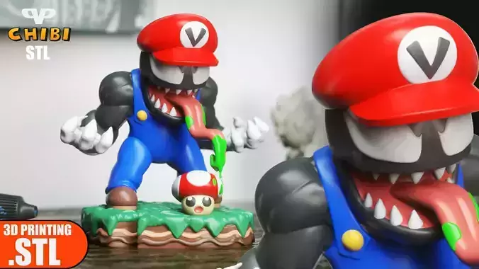 VenoMario Chibi STL for 3D Printing ChibiSTL 3DXM 3D print model