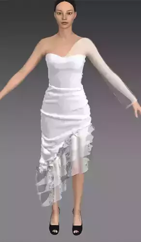 one shoulder heart neckline 