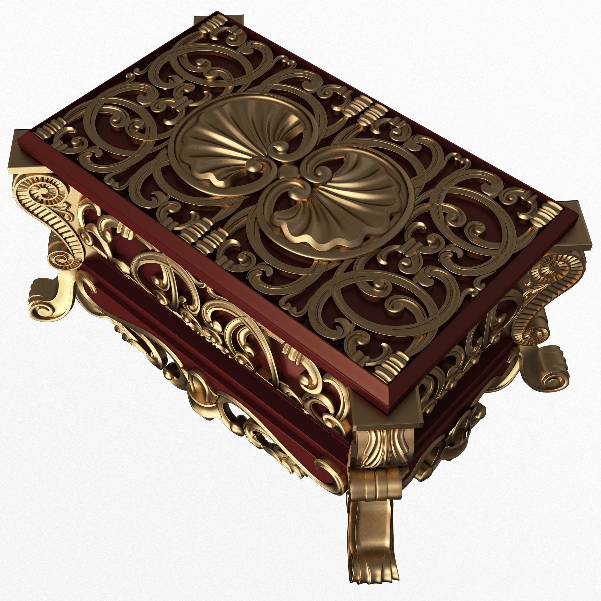 Casket Carved 013 Red Low-poly 3D model_3