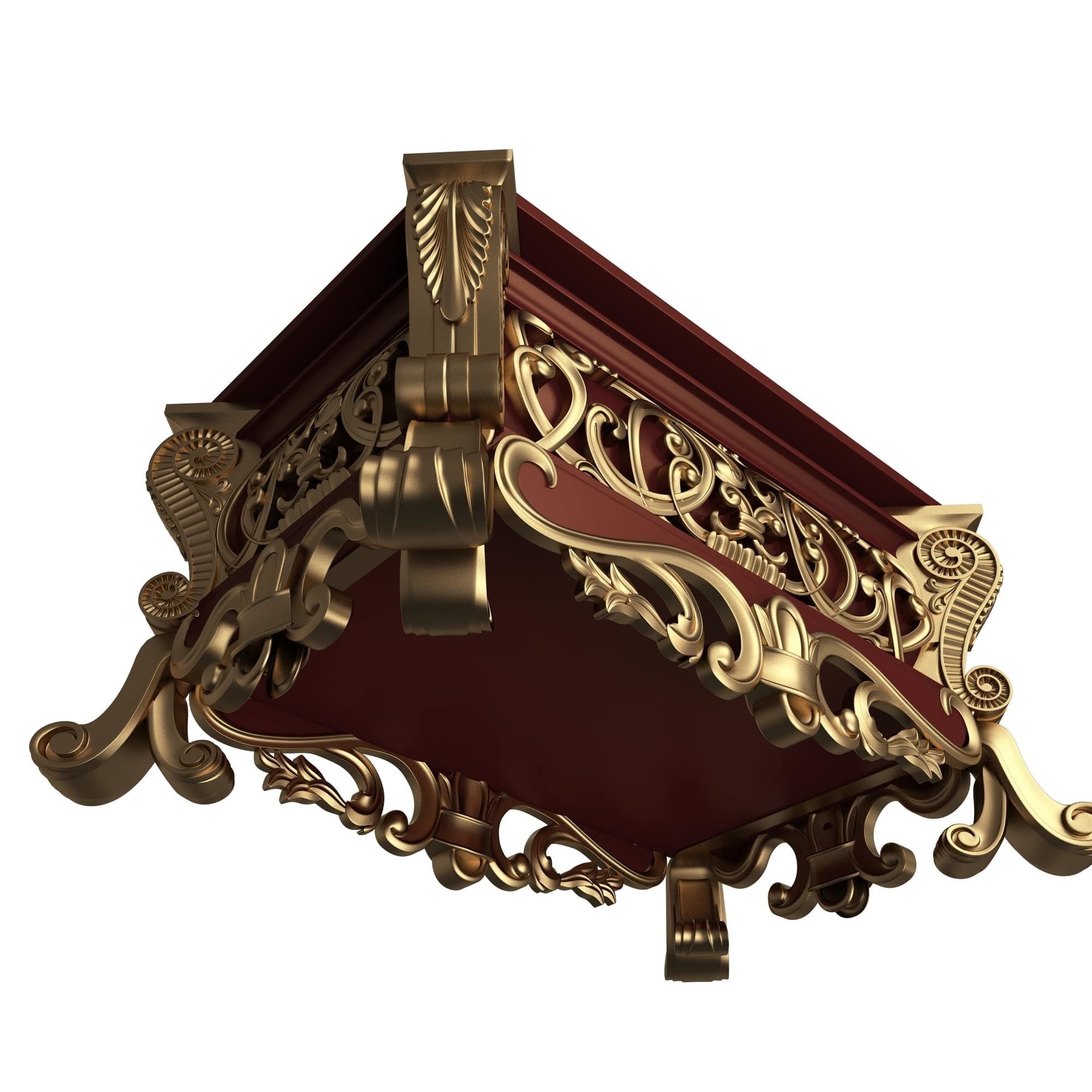 Casket Carved 013 Red Low-poly 3D model_2
