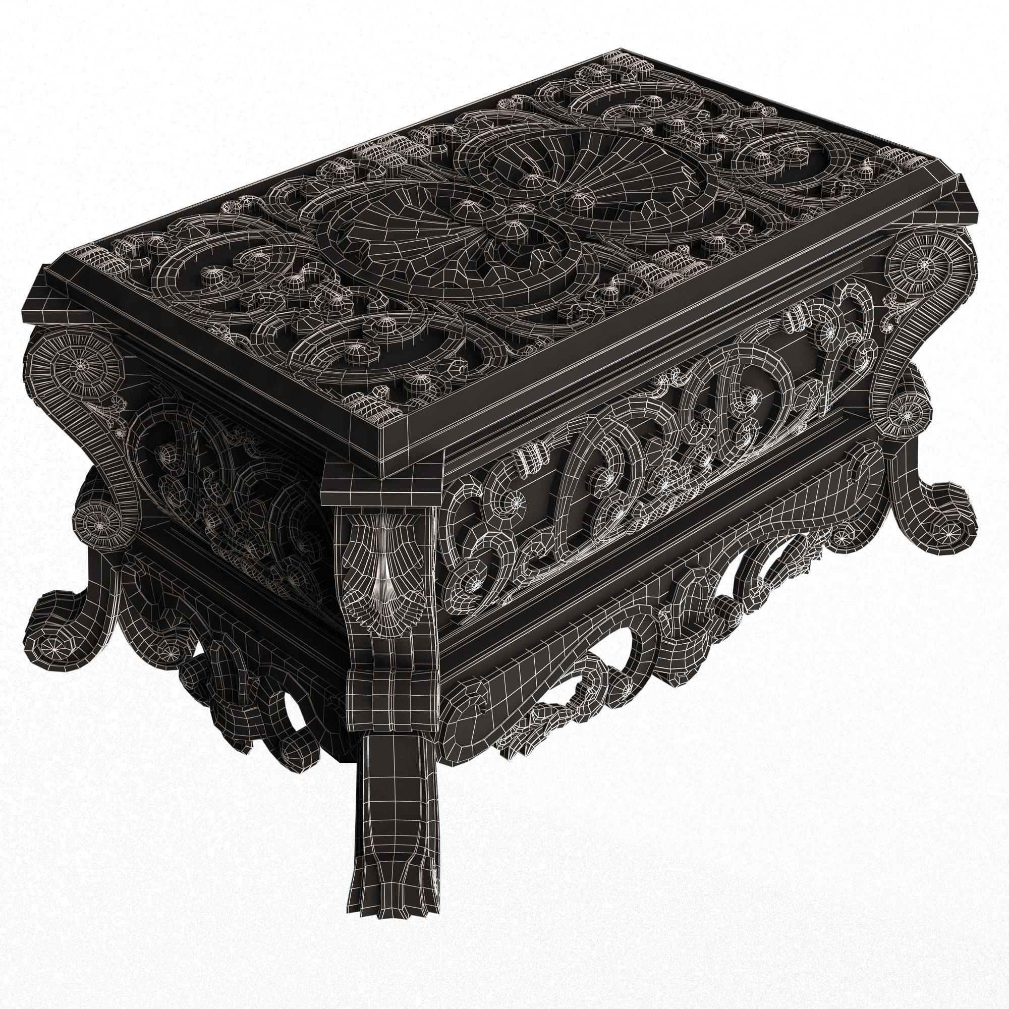 Casket Carved 013 Red Low-poly 3D model_7