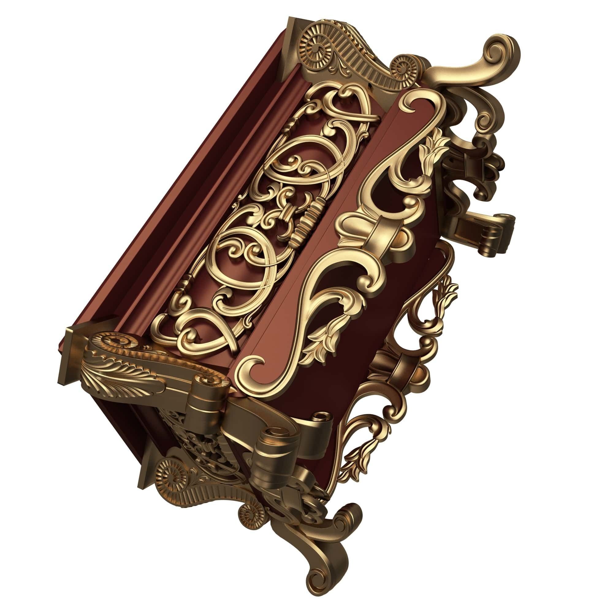Casket Carved 013 Red Low-poly 3D model_4