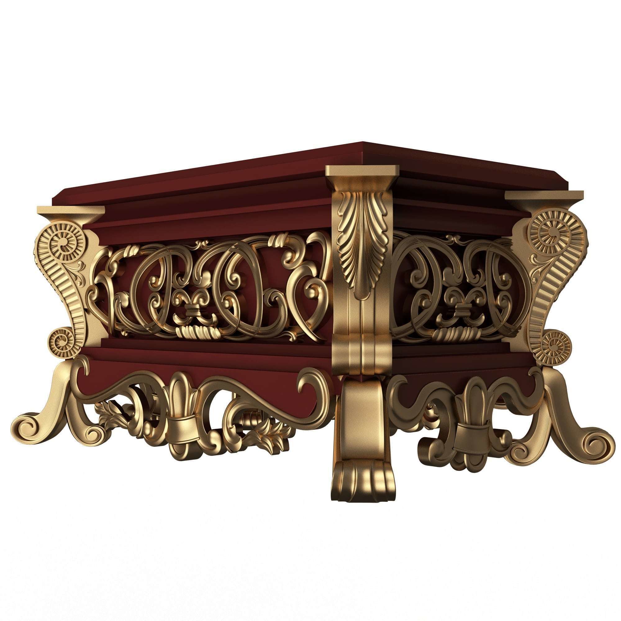 Casket Carved 013 Red Low-poly 3D model_1
