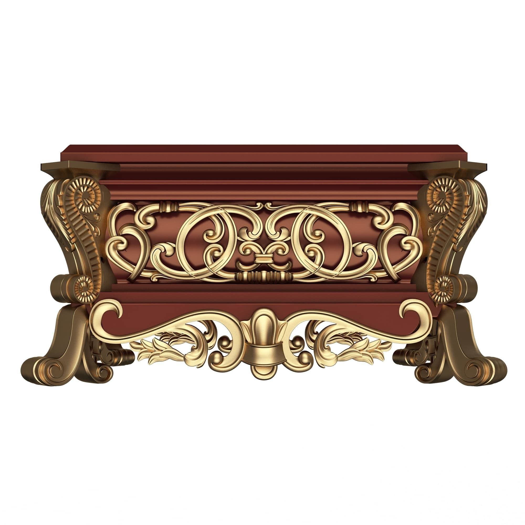 Casket Carved 013 Red Low-poly 3D model_5