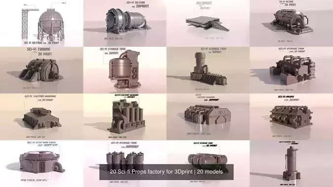 20 Sci-fi Props factory for 3Dprint 3D Model Collection