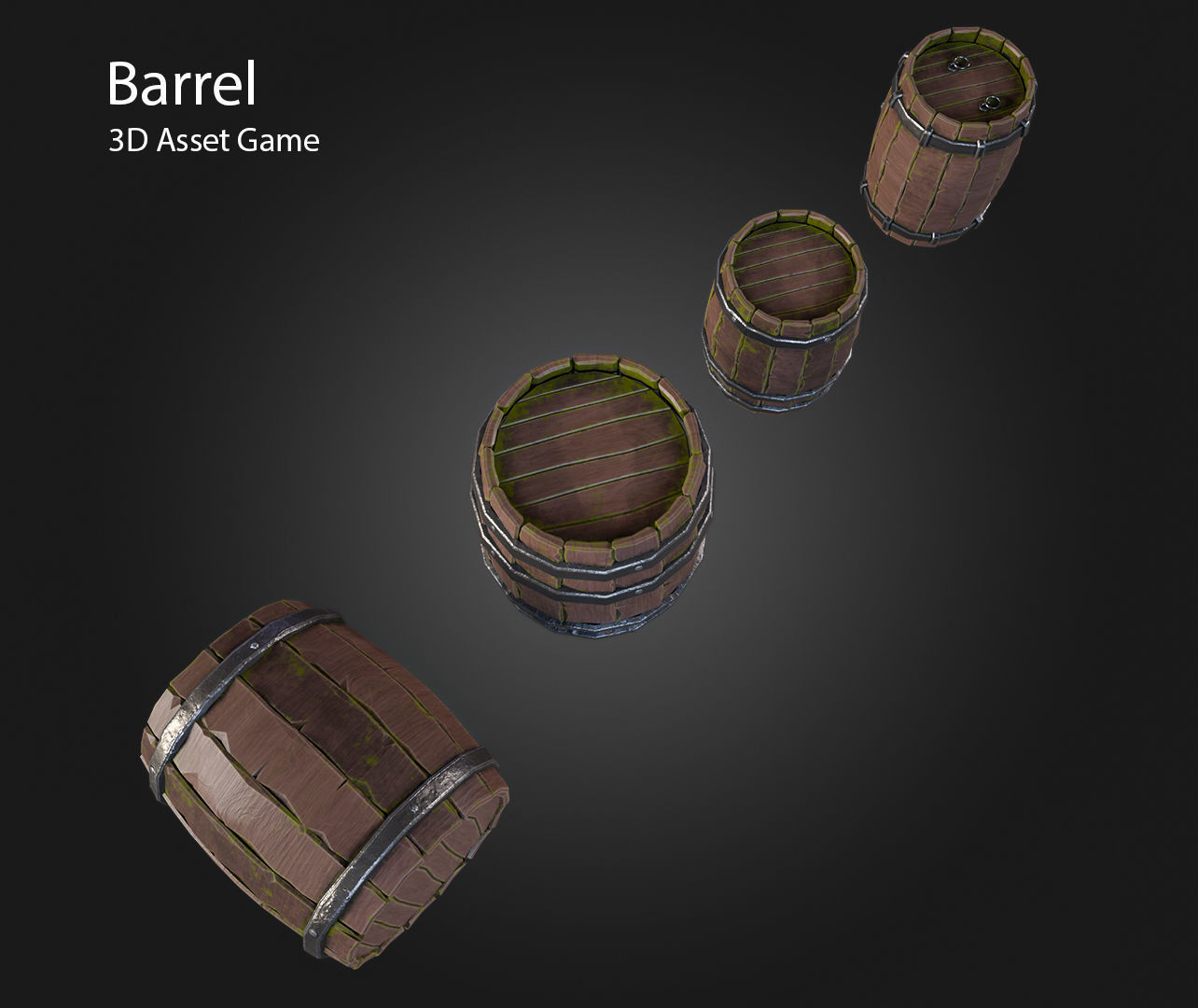 Barrel Low-poly 3D model_9