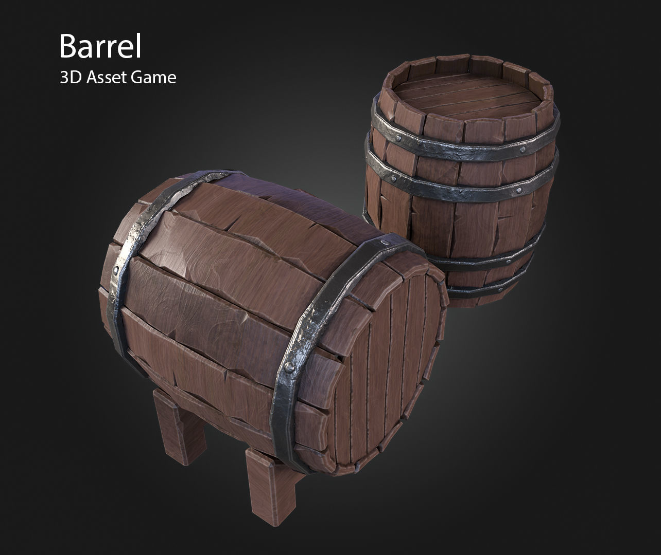 Barrel Low-poly 3D model_5