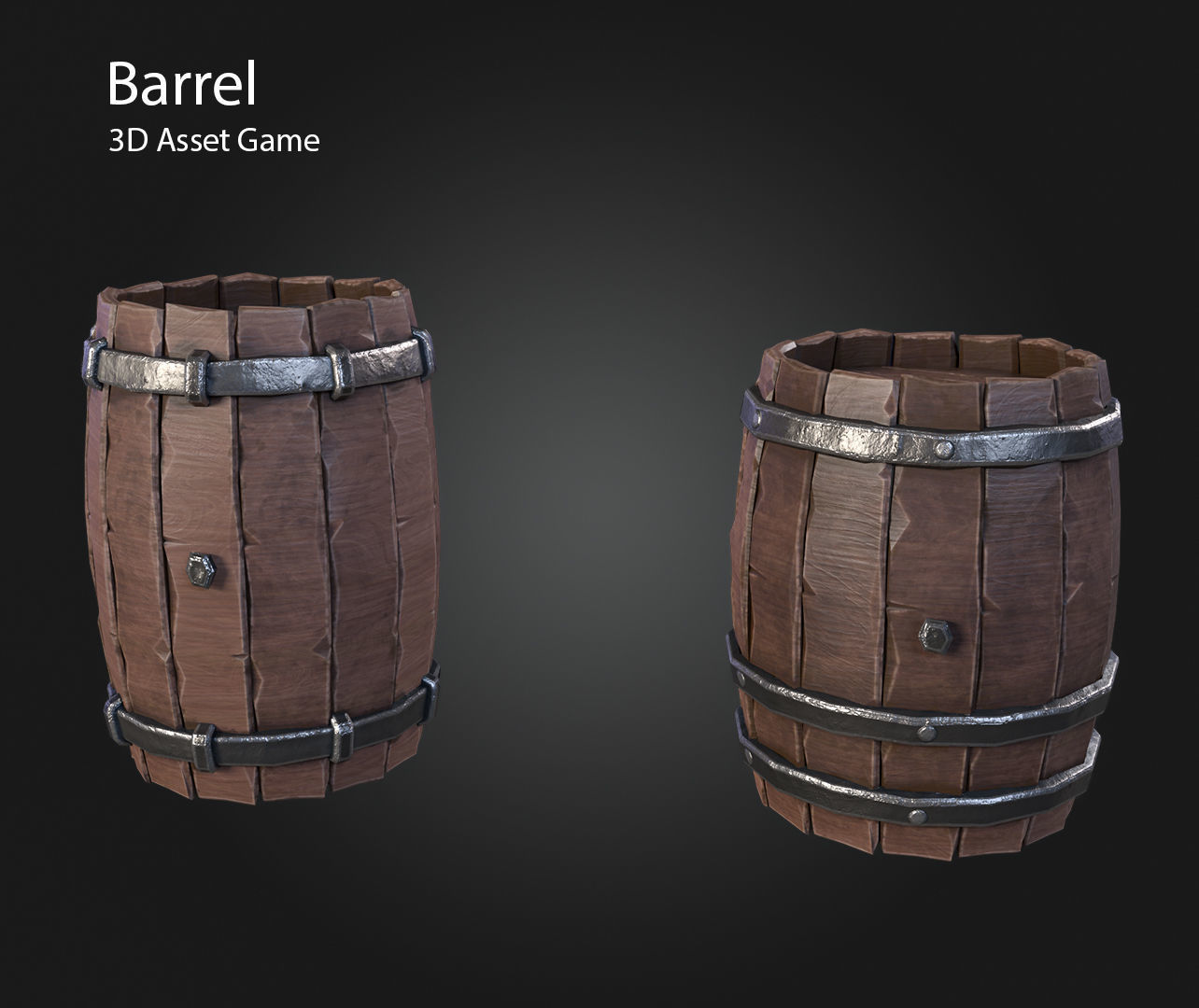 Barrel Low-poly 3D model_2