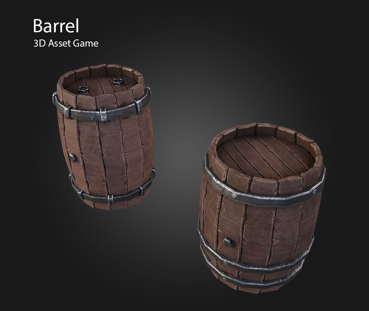 Barrel Low-poly 3D model_4