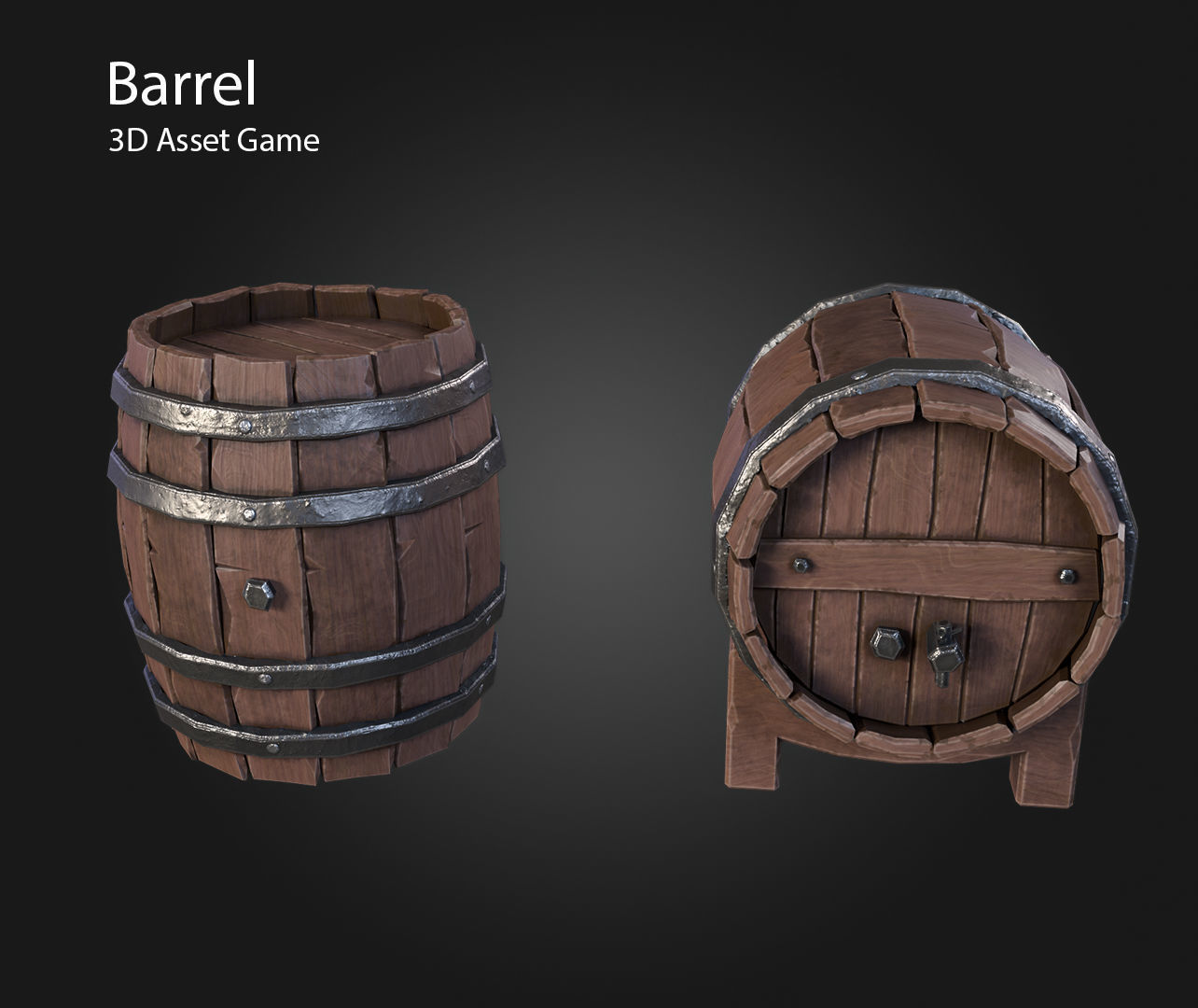 Barrel Low-poly 3D model_3