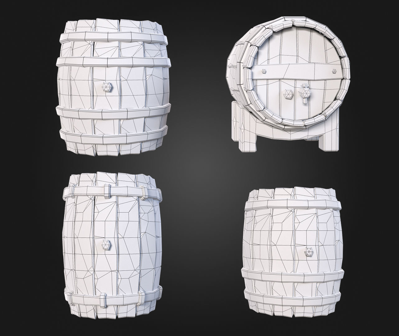 Barrel Low-poly 3D model_10