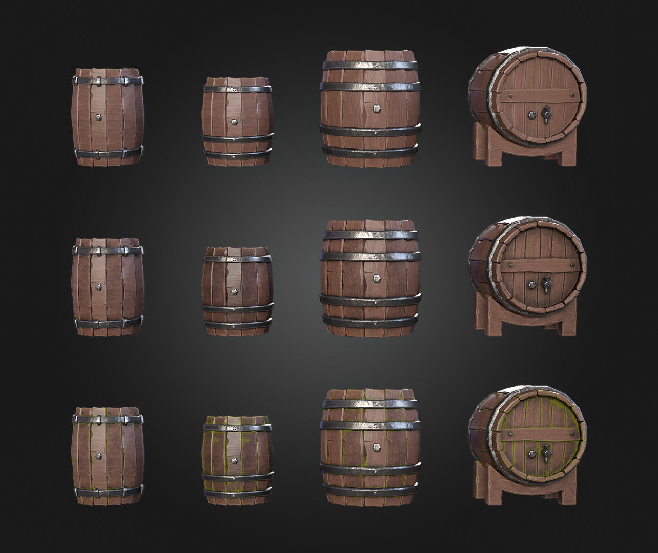 Barrel Low-poly 3D model_7