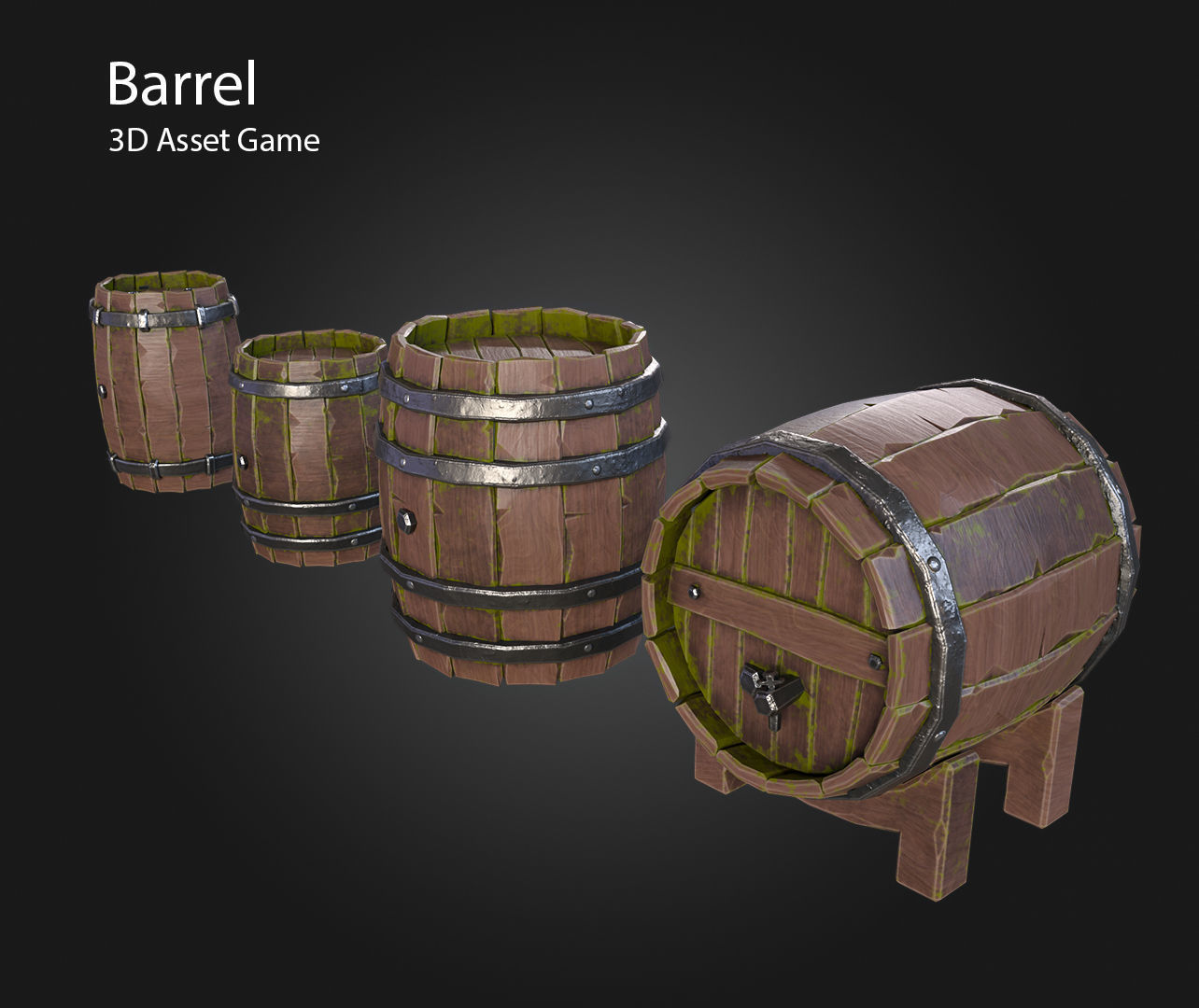 Barrel Low-poly 3D model_8
