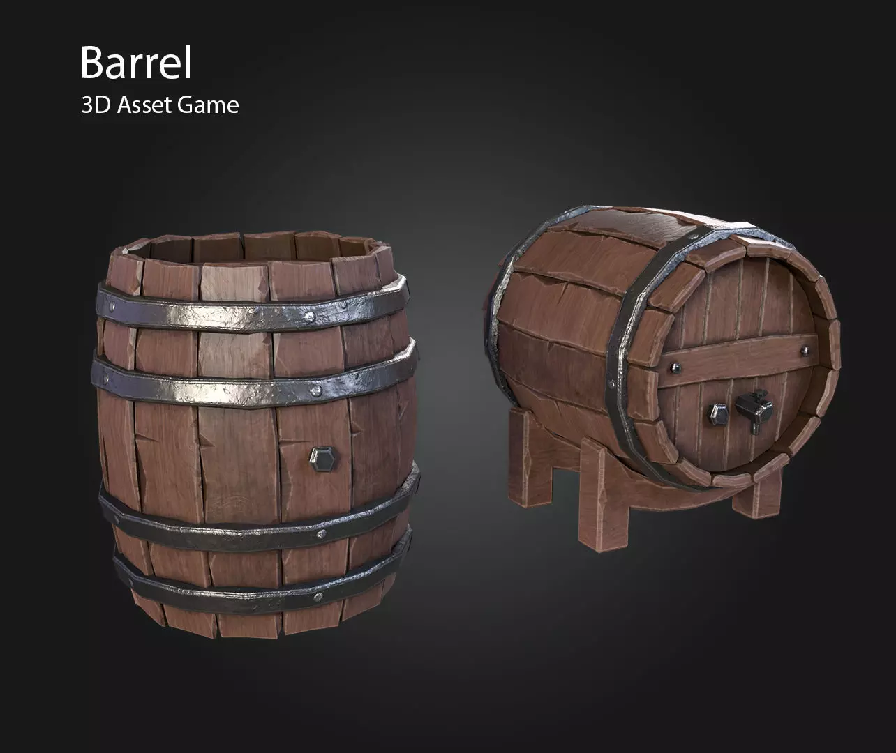 Barrel Low-poly 3D model_0