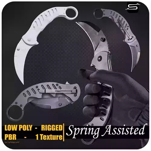 Spring Assisted Knife Low-poly 3D model