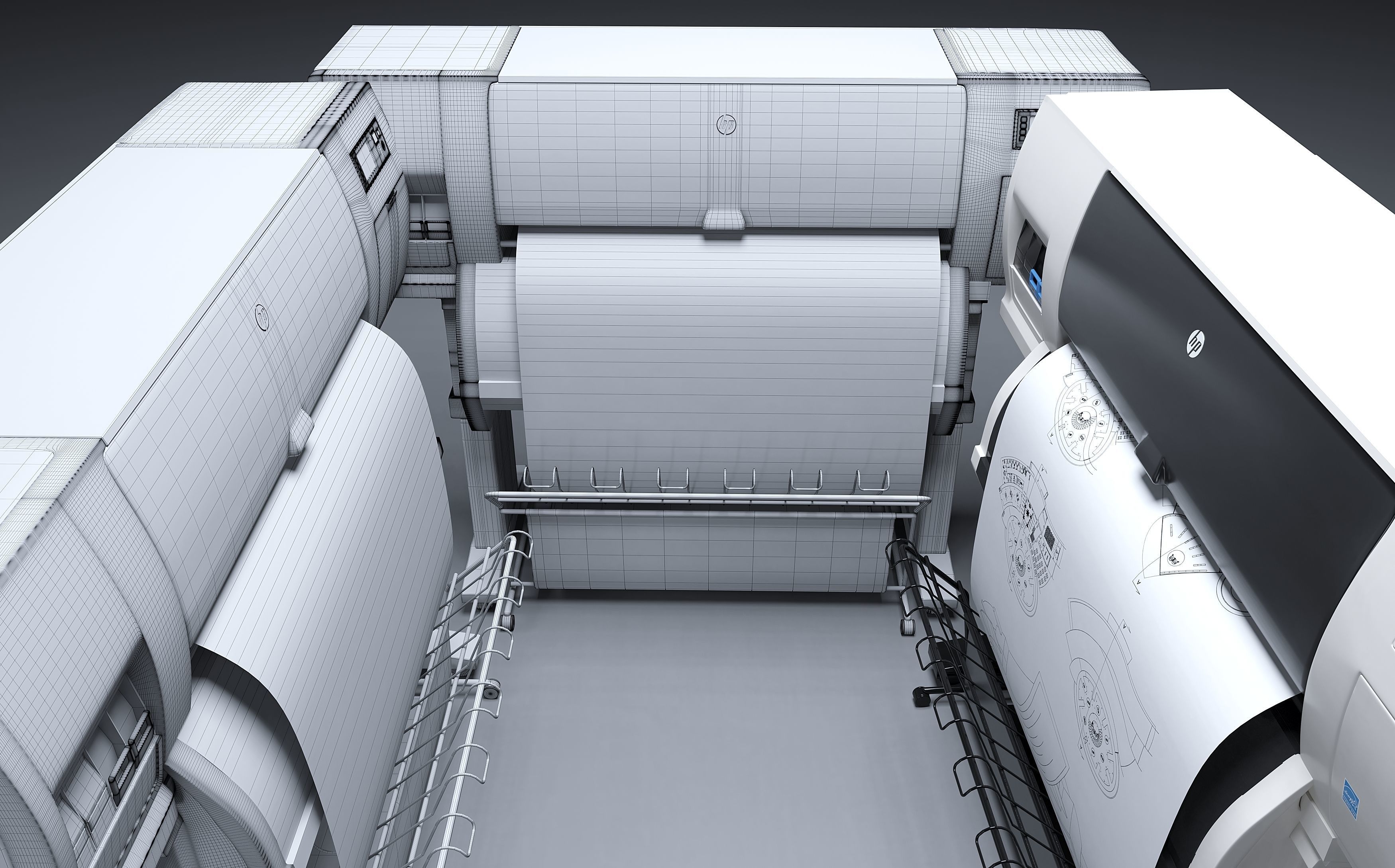 HP Designjet T7100 Printer - Plotter 3D model_5