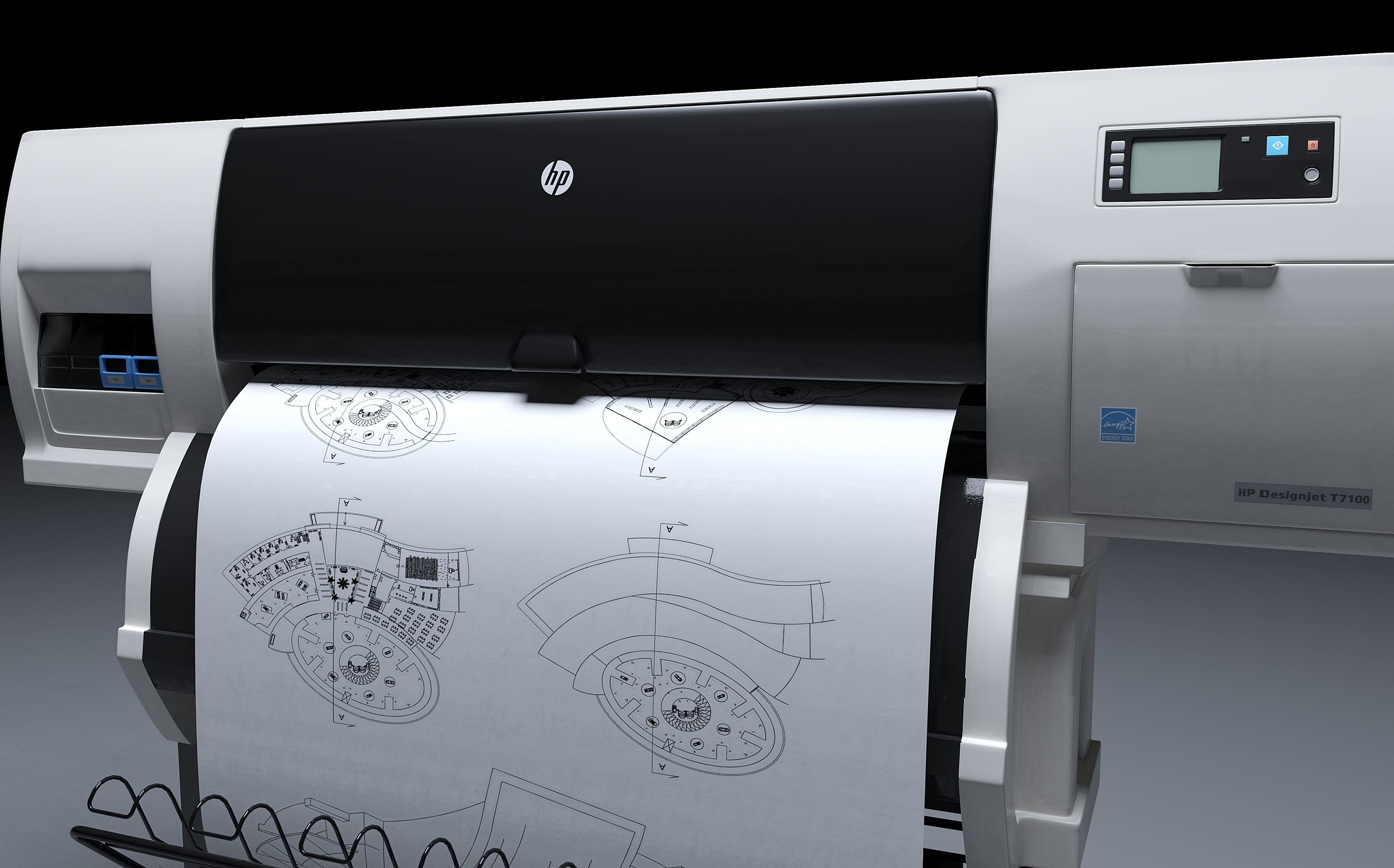 HP Designjet T7100 Printer - Plotter 3D model_3